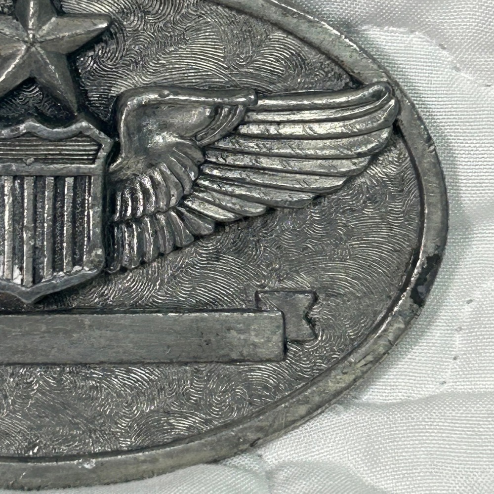 Vintage 1983 Buckle Connection Senior AAF USAF Pilot Wings Belt Buckle Silver - Picture 2 of 10